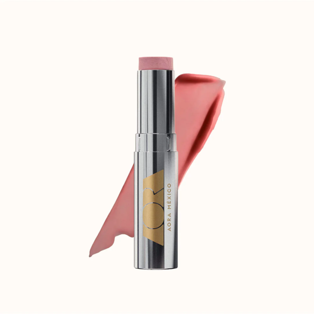 AORA ACARÍCIAME Solid Lip Serum у срібному футлярі зі свотчем рожевого відтінку