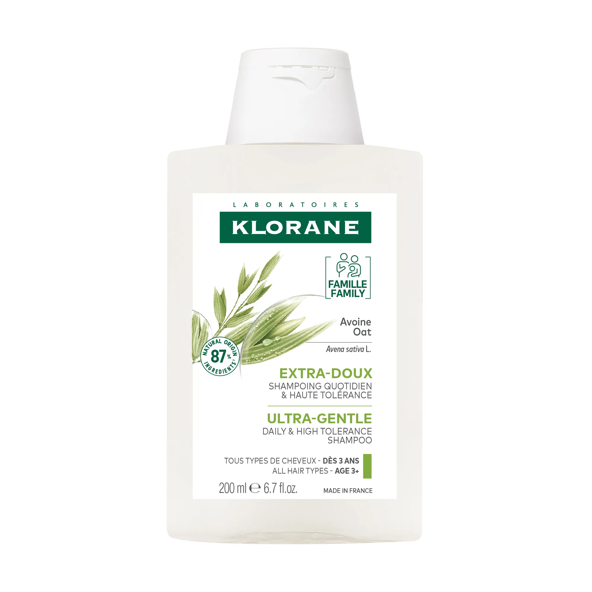 Шампунь Klorane Ultra-Gentle з вівсом для щоденного миття волосся