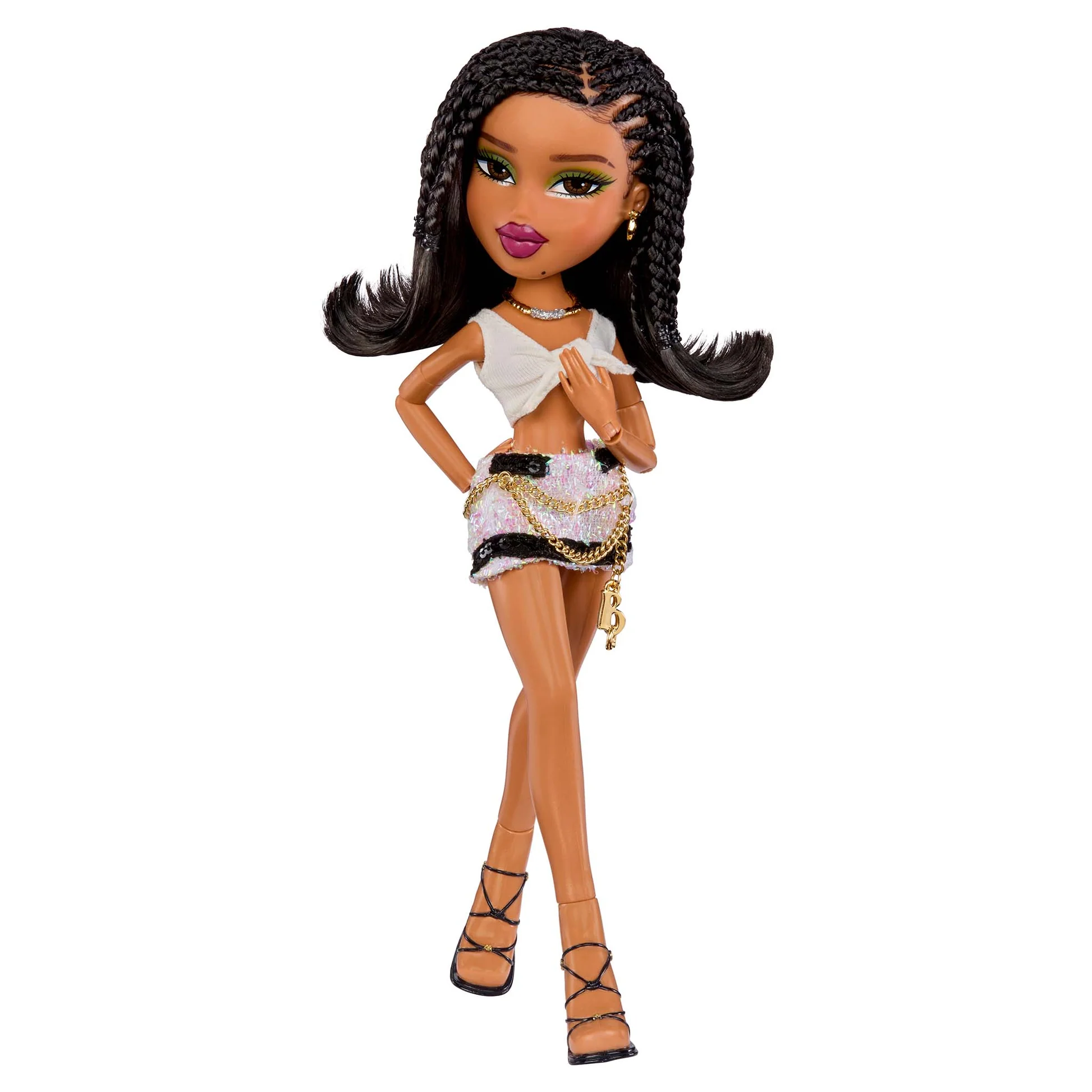 Лялька Bratz Tyla у білому топі, блискучій мініспідниці та босоніжках