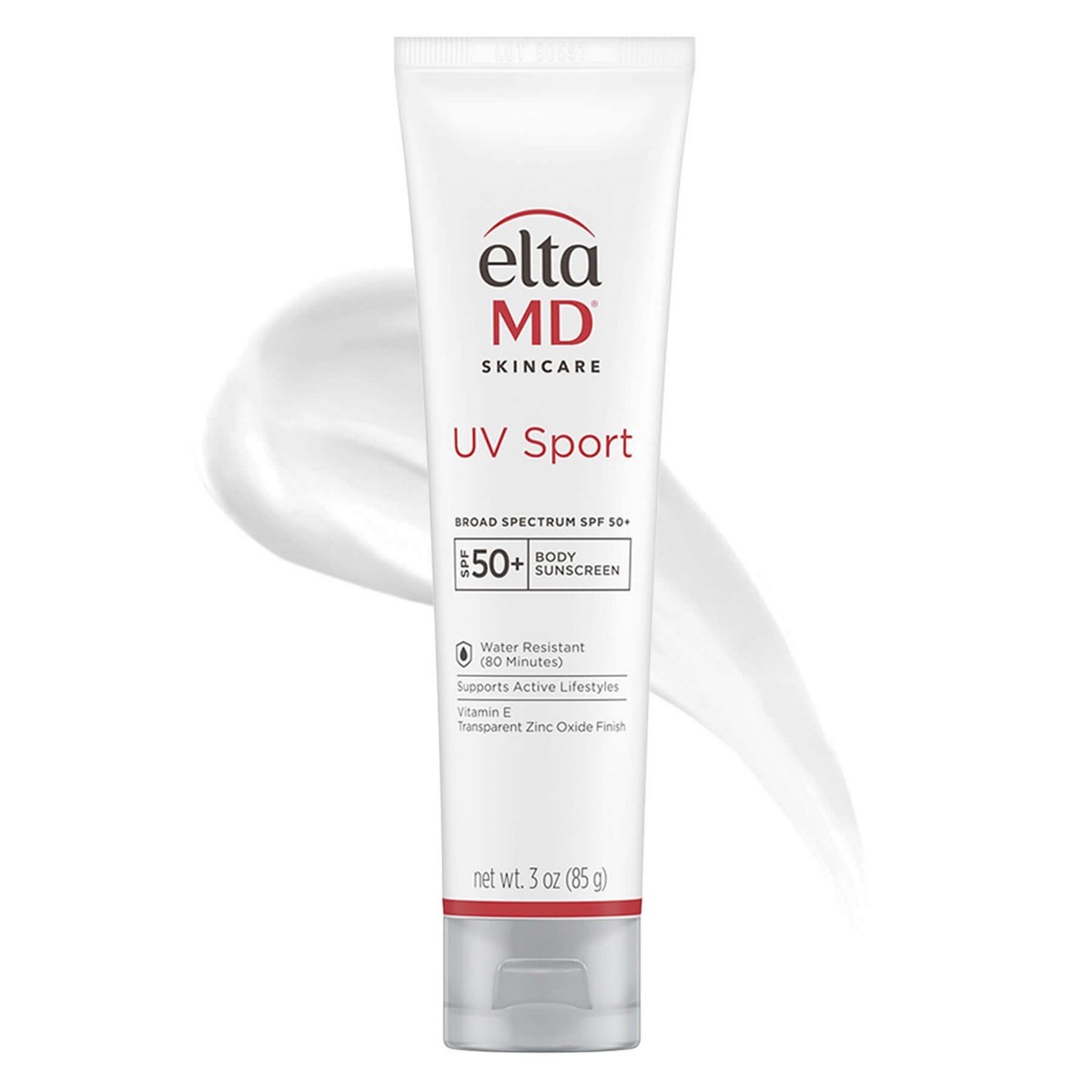 EltaMD UV Sport Broad-Spectrum SPF 50 для тіла на білому фоні