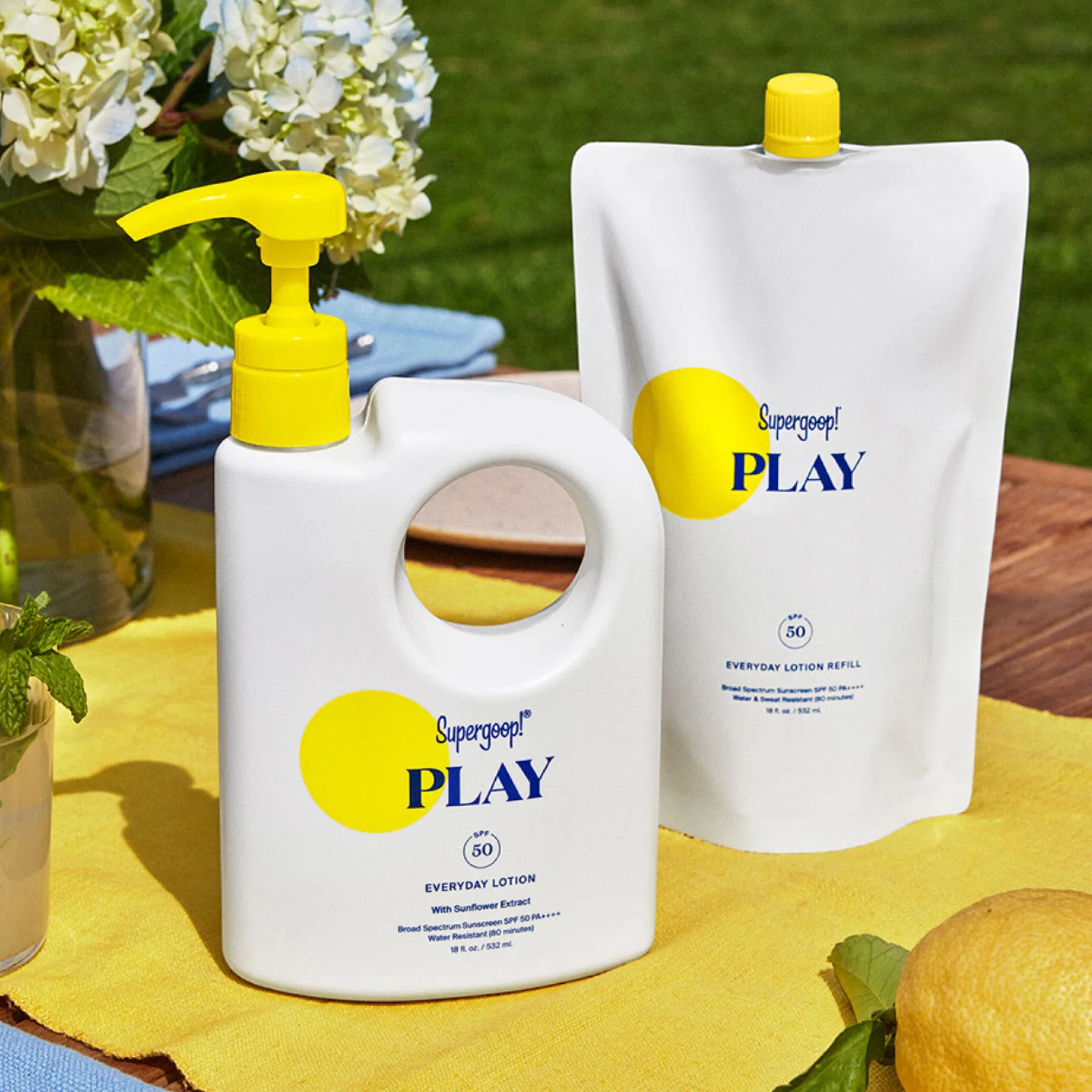 Supergoop! PLAY Everyday Lotion SPF 50 у великому форматі та refill-пакуванні