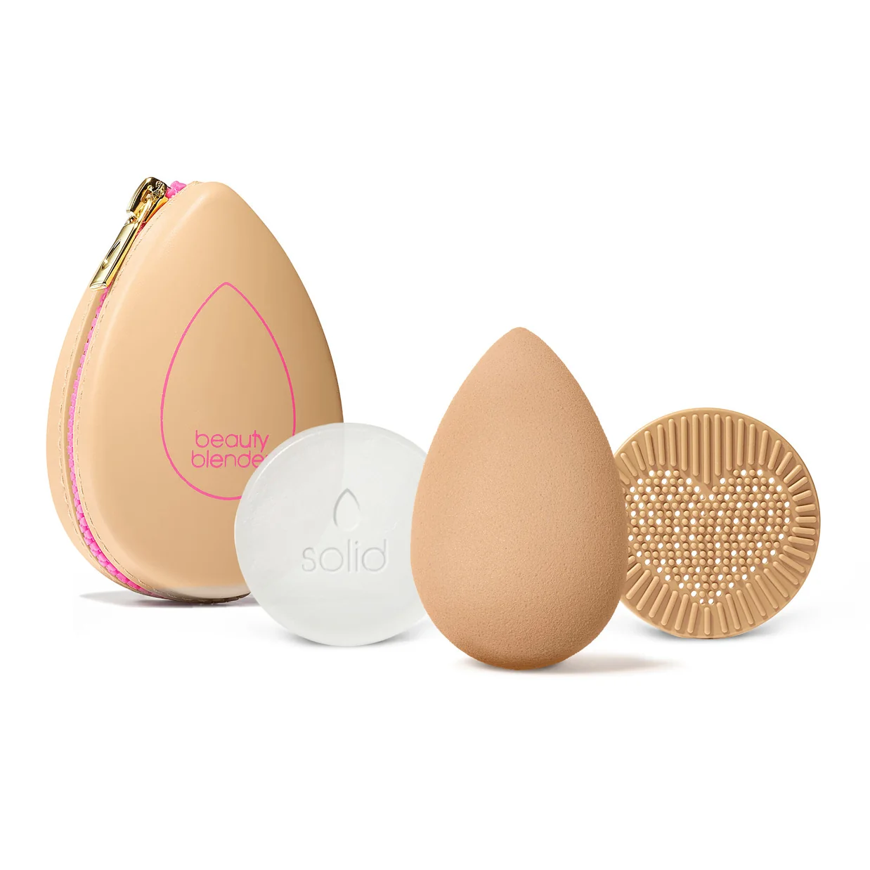 Дорожній набір Beautyblender: футляр, тверде мило для очищення, тілесний спонж та силіконовий килимок для сушіння