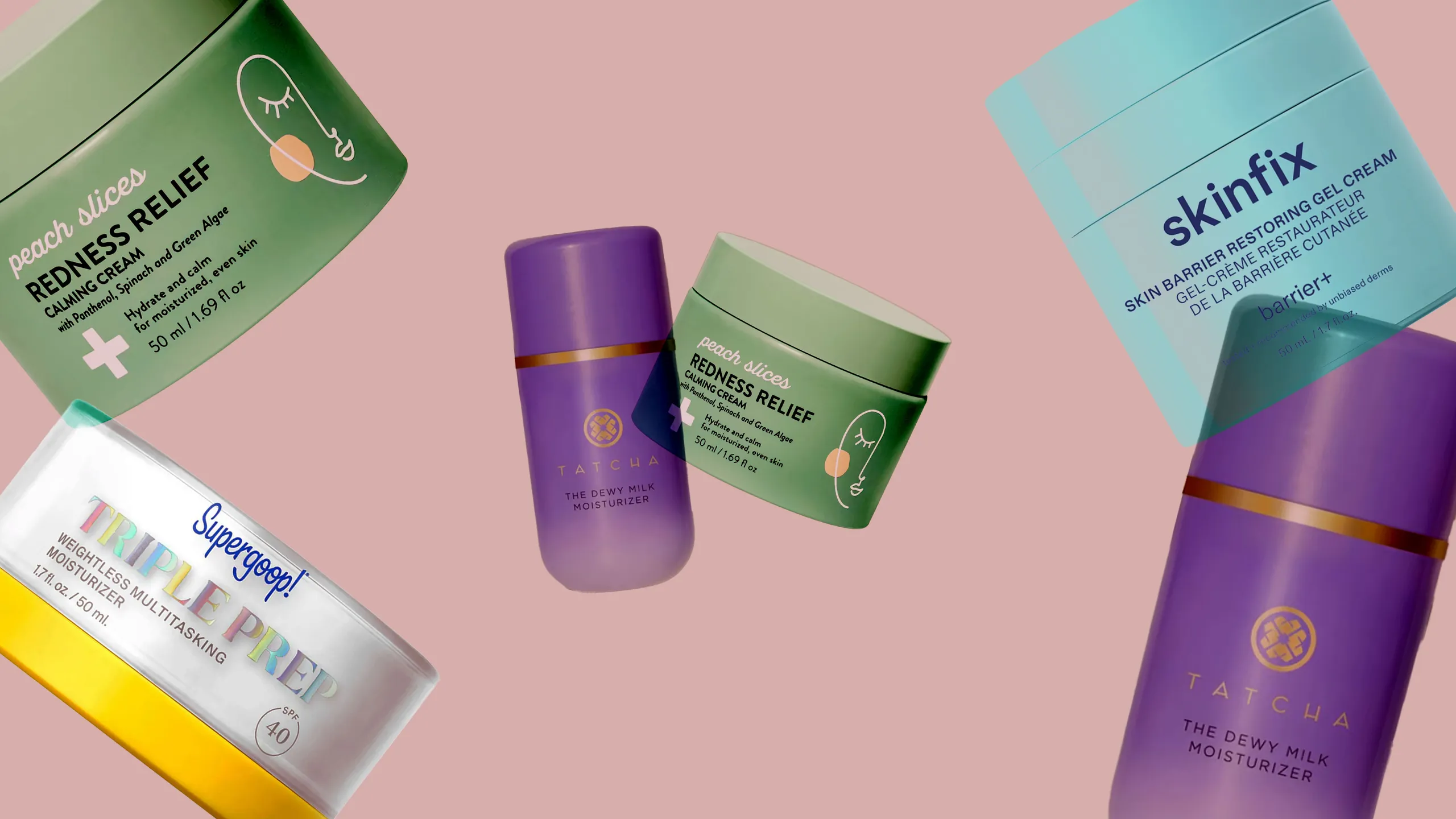 Зволожувальні засоби Peach Slices, Tatcha, Skinfix і Supergoop для літнього догляду